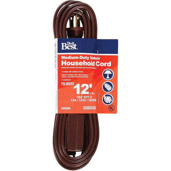 Do it Best 12 Ft. 16/2 Brown Cube Tap Extension Cord IN-PT2162-12X-BR