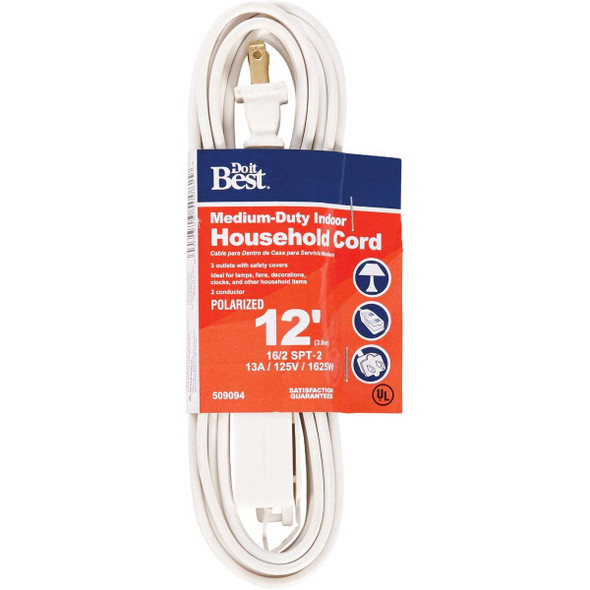 Master Electrician 12 Ft. 16/2 White Cube Tap Extension Cord 09413ME