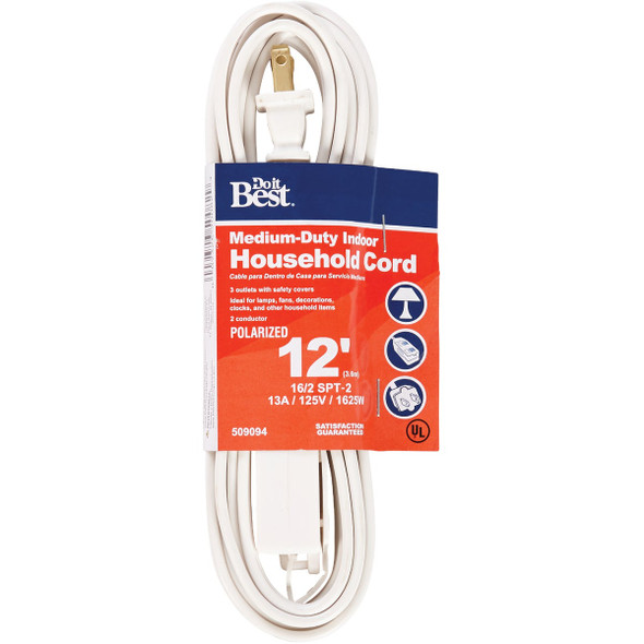 Do it Best 12 Ft. 16/2 White Cube Tap Extension Cord IN-PT2162-12X-WH