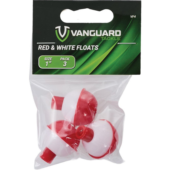 Vanguard 1 In. Red & White Push-Button Fishing Bobber Float (3-Pack) VF4 833797