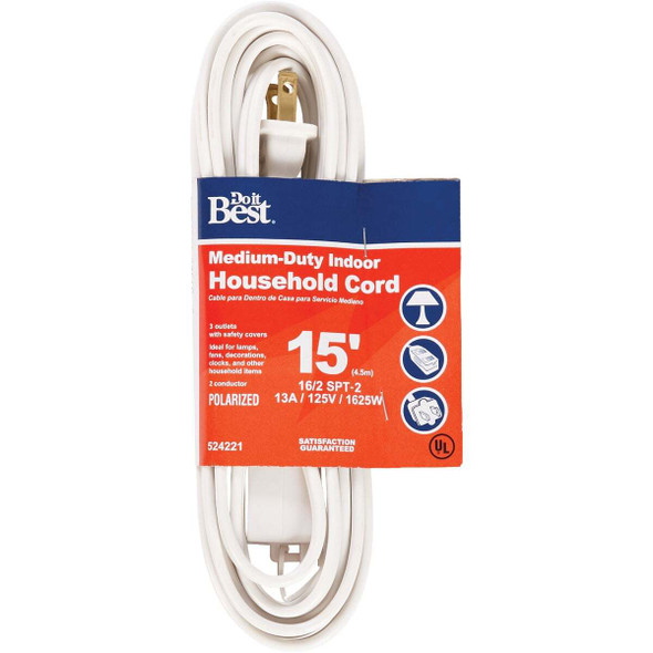 Master Electrician 15 Ft. 16/2 White Cube Tap Extension Cord 09414ME