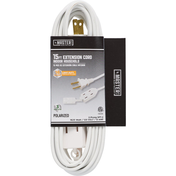 Master Electrician 15 Ft. 16/2 White Cube Tap Extension Cord 09414ME