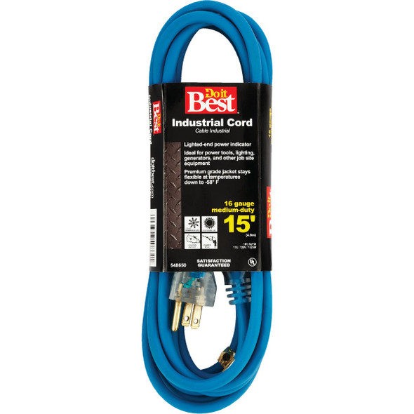 Do it Best 15 Ft. 16/3 Industrial Outdoor Extension Cord RL-JTW163-15X-BL Do it Best 15 Ft. 16/3 Industrial Outdoor Extension Cord RL-JTW163-15X-BL