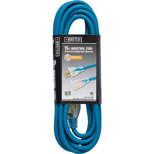 Master Electrician 15 Ft. 16/3 Outdoor Extension Cord RL-JTW163-15X-BL