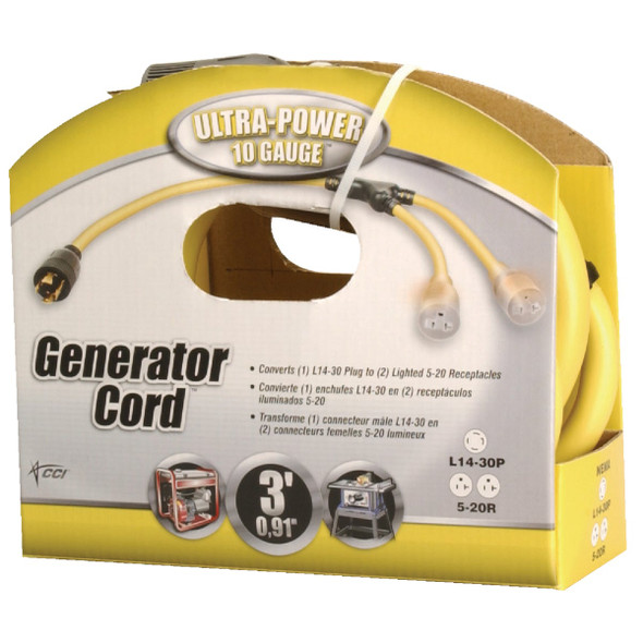 Coleman Cable Ultra-Power 3 Ft. 10/4 Generator Cord 19348802