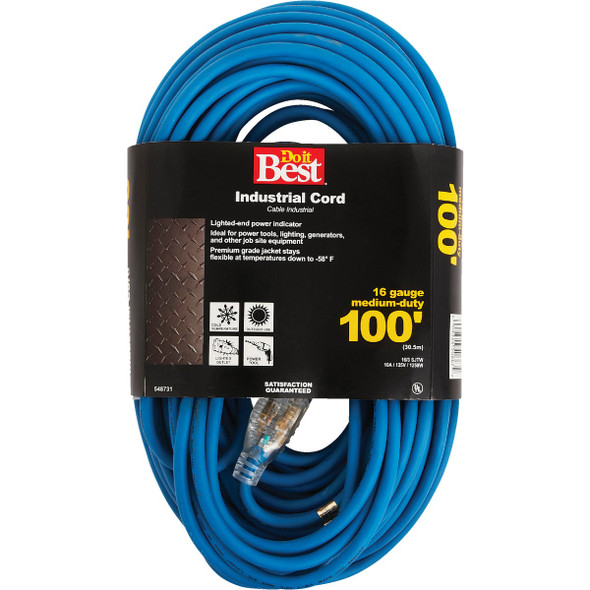Do it Best 100 Ft. 16/3 Industrial Outdoor Extension Cord RL-JTW163-100-BL