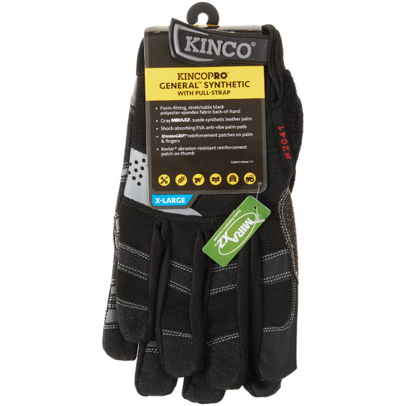 KincoPro General Men's XL Black Synthetic Leather Work Glove KincoPro General Men's XL Black Synthetic Leather Work Glove
