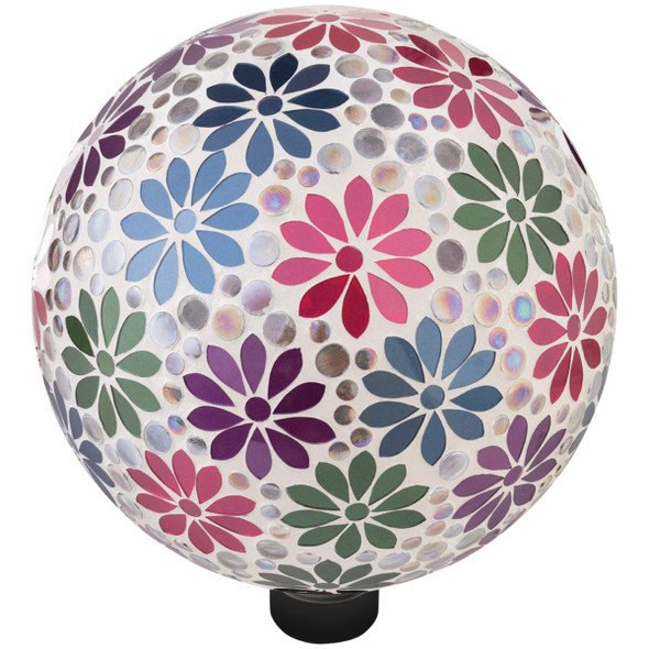 Alpine 10 In. Dia. Daisy Mosaic Glass Gazing Globe HGY426