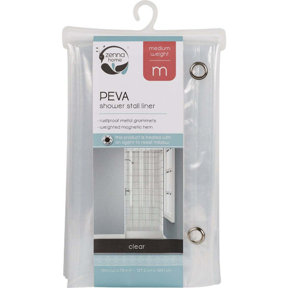 Zenith Zenna Home 54 in W x 72 in H Frosty PEVA Stall Size Shower Curtain Liner