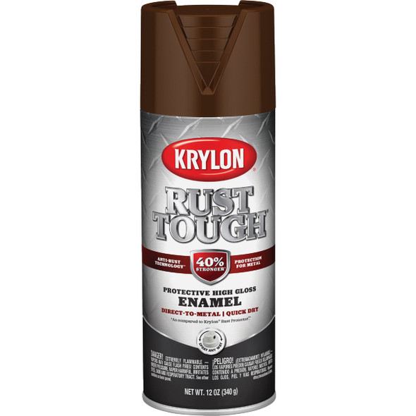Krylon Rust Tough 12 Oz. Gloss Alkyd Enamel Spray Paint, Leather Brown K09263008 770370