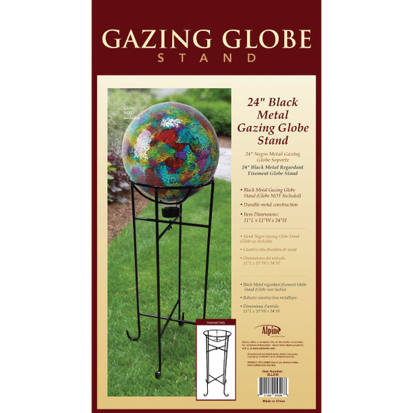 Alpine 13 In. W. x 24 In. H. x 13 In. L. Black Metal Gazing Globe Stand Alpine 13 In. W. x 24 In. H. x 13 In. L. Black Metal Gazing Globe Stand