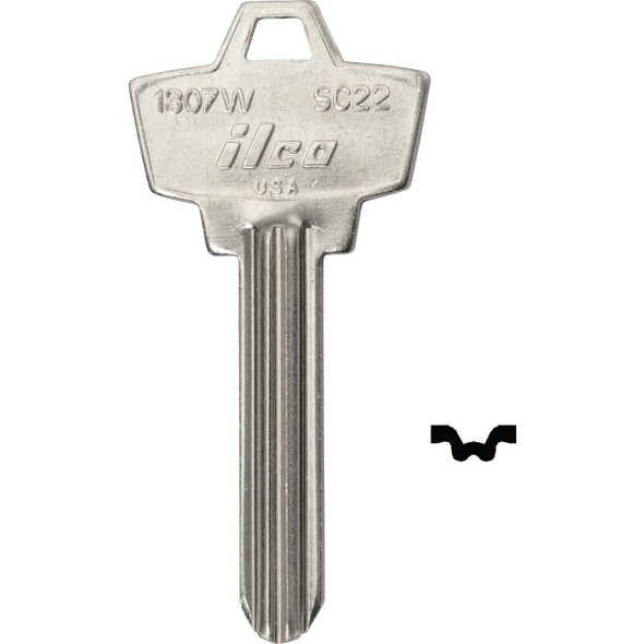 ILCO Schlage Nickel Plated House Key, SC22 / 1307W (10-Pack) IAL0374300B