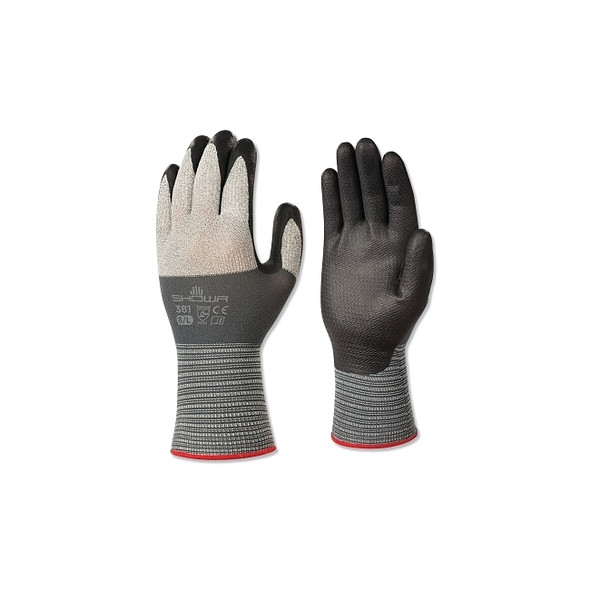 381 Ultra-Lightweight Nitrile Coated Gloves, Size Large, Gray
