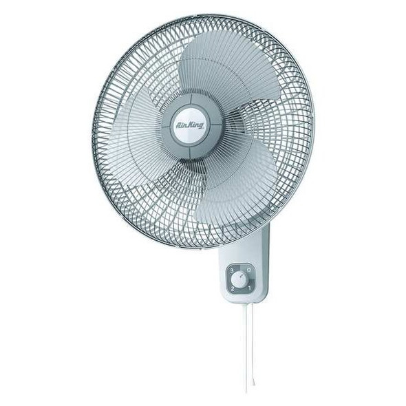 Air King 16" Blade Dia Wall Mount Fan, Oscillating, 3 Speeds, 120VAC, White 9016