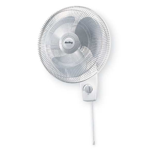 Air King 16" Blade Dia Wall Mount Fan, Oscillating, 3 Speeds, 120VAC, White 9016