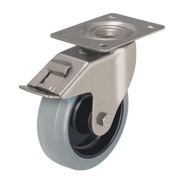 Swivel Plate Caster,Rubber,3-1/8 in,308 lb