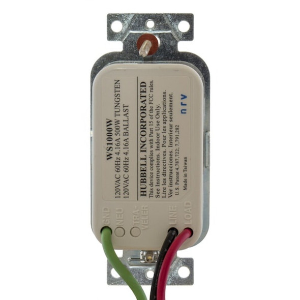 Hubbell Wiring Device-Kellems Vac Snsr with Nightlight,PIR,120V AC,Wht WS1001NW