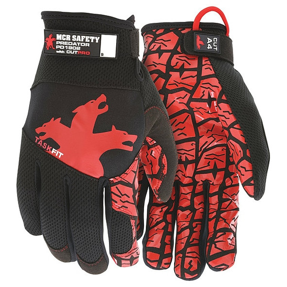 PD1902 Mechanics Gloves, Synthetic Leather Palm, Spandex Back, 2XL, Black