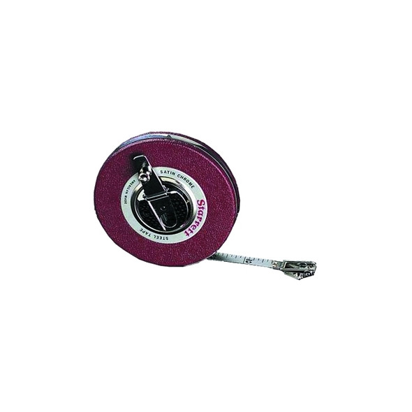 530 Series Steel Long-Line Measuring Tape, 3/8 in W, 50 ft L, Carbon Steel, Red