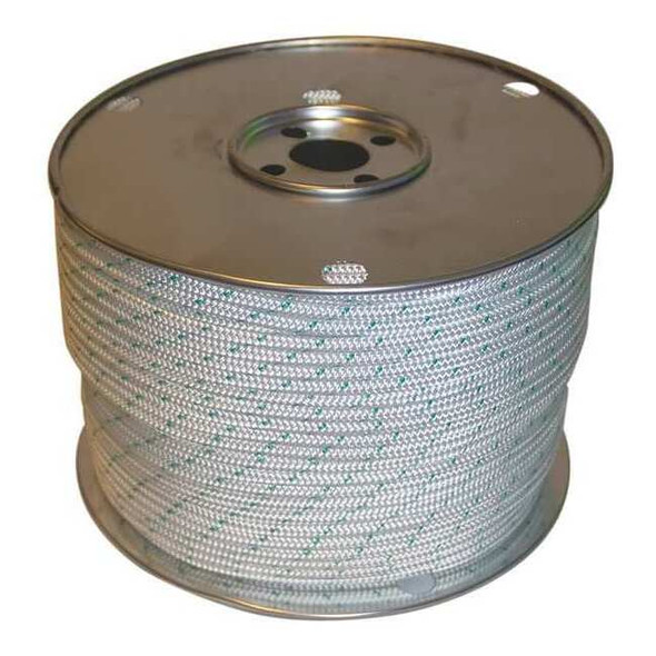 Rope, 600ft, Grn Tracer/Wht, 790lb., Polystr