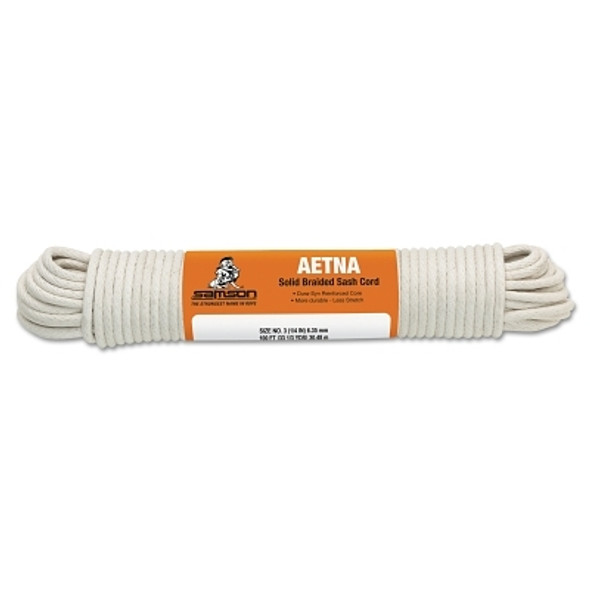 Interlocked Sash Cord, 1,350 lb Capacity, 100 ft, Cotton, White