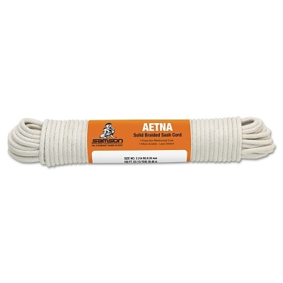 Interlocked Sash Cord, 1,350 lb Capacity, 100 ft, Cotton, White