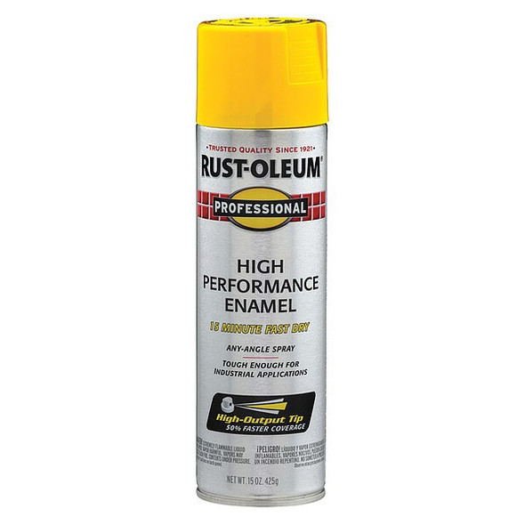 Rust Preventative Spray Paint, Safety Yellow, Gloss, Solvent, 15 Oz
