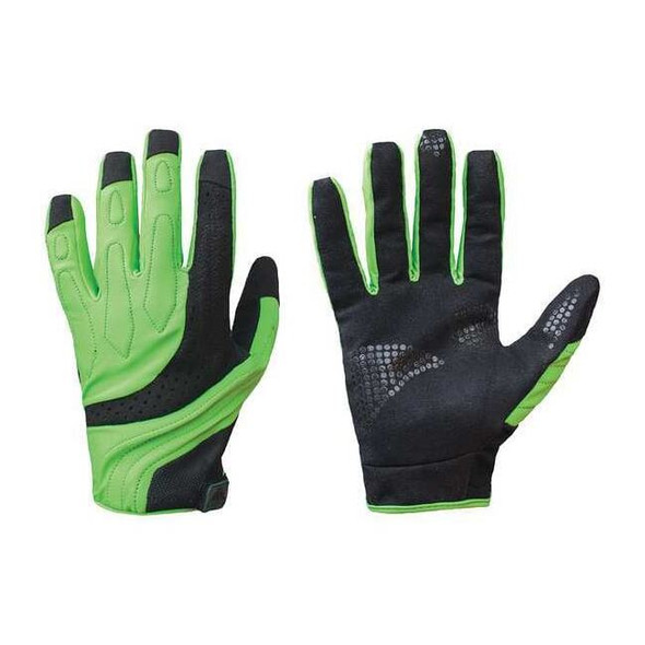 Hi-Vis Mechanics Gloves, Synthetic Suede Palm, S, High Visibility Black/Green