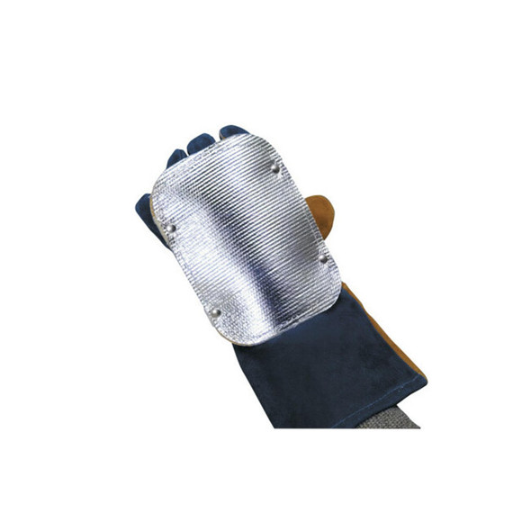 Back Hand Pad, Single Layer, 7 in L, Elastic/High-Temp Kevlar® Strap Closure, Silver