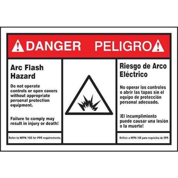 Accuform Label,3-1/2x5,Danger Arc Flash Hazard, SBLSPS149 SBLSPS149