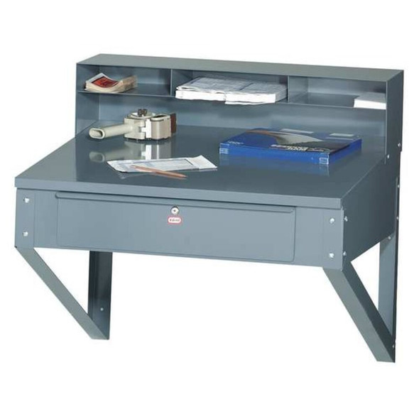 Manufacturer Varies Stationary Wall Mount Desk,37 1-2"H,Gray 1W952