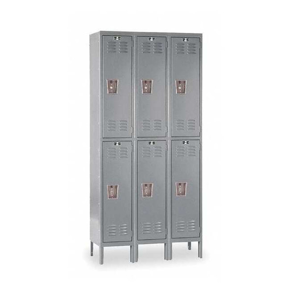Wardrobe Locker, 45 in W, 18 in D, 78 in H, (2) Tier, (3) Wide, Dark Gray