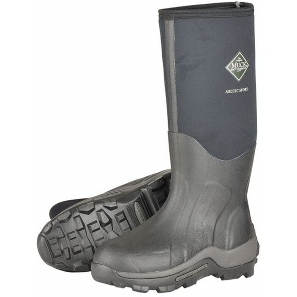 Men's Arctic Sport Rubber Boot, Plain Toe, 16" Height, Black, 9  ASP-000A/9