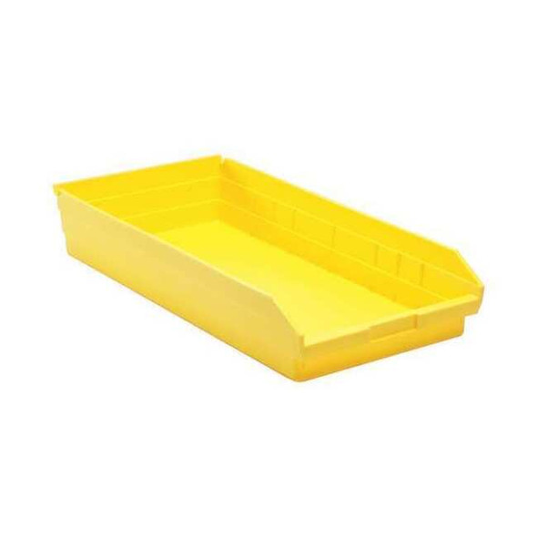 Shelf Storage Bin, Polypropylene, Yellow, 4 in H, 11 1/8 in W, 23 5/8 in L