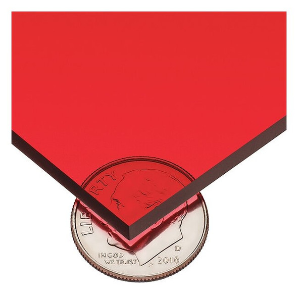 Red Cast Acrylic Sheet Stock 12" L x 12" W x 1/4" Thick