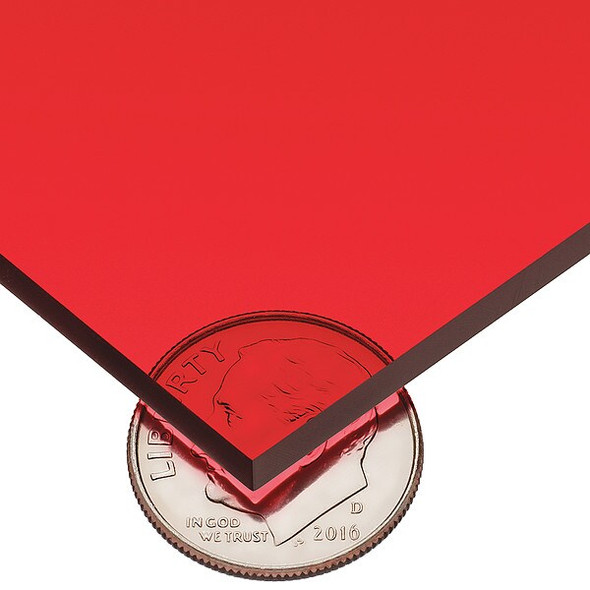 Red Cast Acrylic Sheet Stock 24" L x 12" W x 1/8" Thick