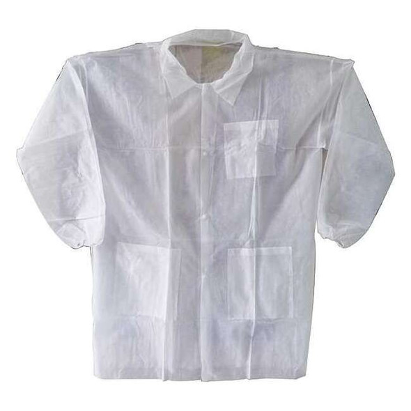 Condor Disposable Lab Coat, Polypropylene, Snaps Closure, White, XL, 30 PK