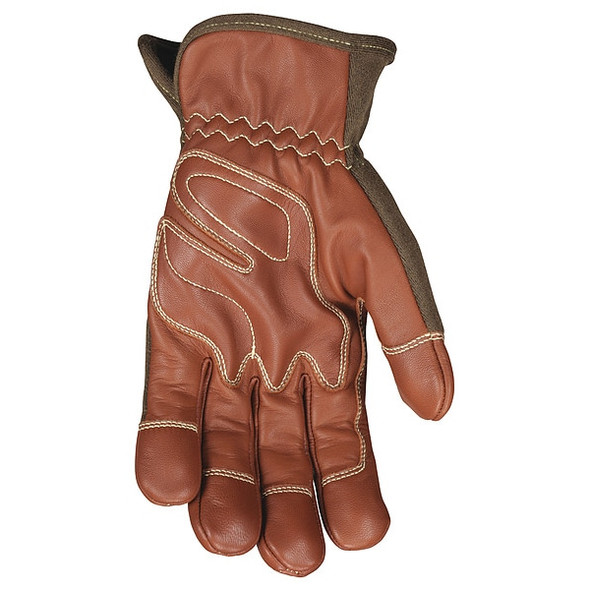 Leather Drivers Gloves, Goatskin with Nomex(R) Back ( Double Palm ), Shirred Slip-On, Wing Thumb, L
