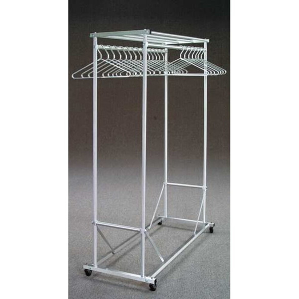 Glaro Double Sided Mobile Coat Rck,60 In,Satin 135-5SA