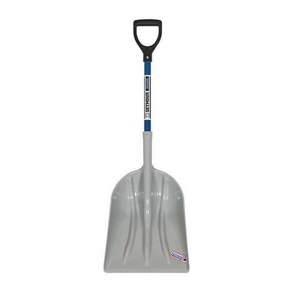 No. 12 12 ga Grain Scoop, Plastic Blade, 27 in L, Blue, Fiberglass Handle