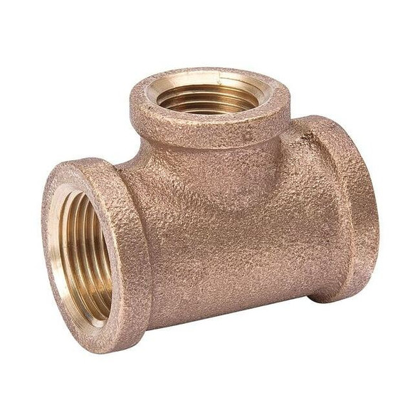 Reducing Tee Red Brass Reducing Tee, 1 in Female NPT X 1 in Female NPT