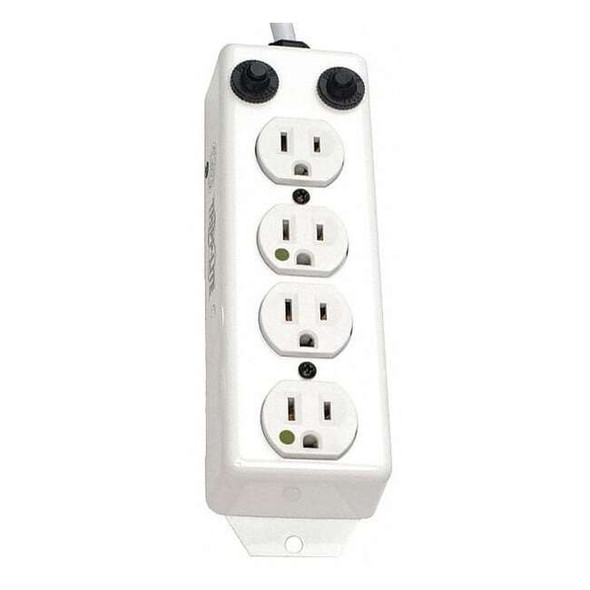 Outlet Strip, Rack Mounted, 4 5-15R-HG, 5-15P-HG, 7 ft., White