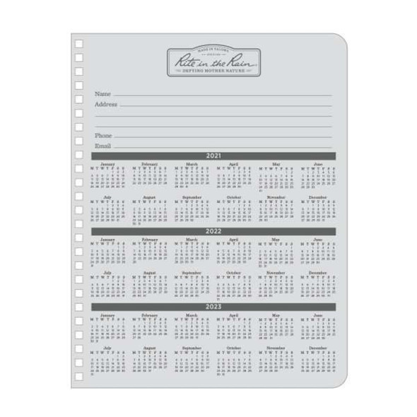 Rite in the Rain All Weather Notebook,Black,Polydura P52-LG