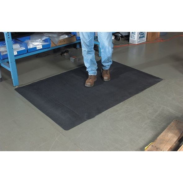 Notrax Antifatigue Mat, 3 ft. L x 2 ft. W, 1" Thickness, Vinyl, Corrugated, Black 974S0023BL