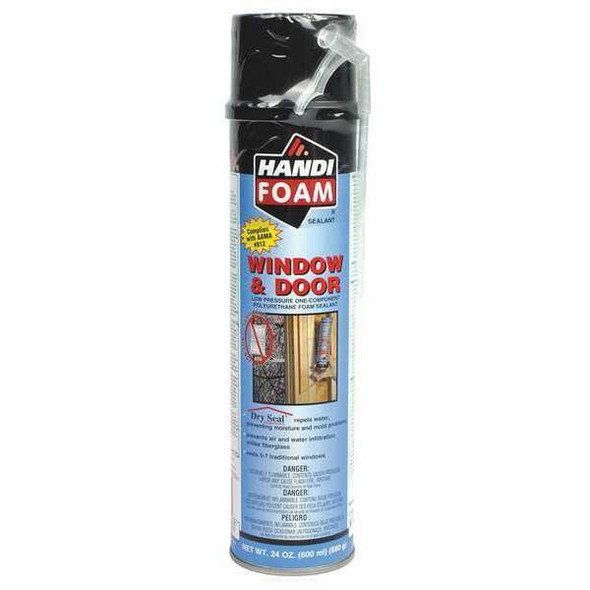 Spray Foam Sealant, 24 oz, Aerosol Can, Creme, Polyurethane Base, Window & Door