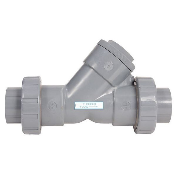 Hayward Flow Control Y-Check Valve, True Union, 2", PVC/FPM, Socket YC10200SU