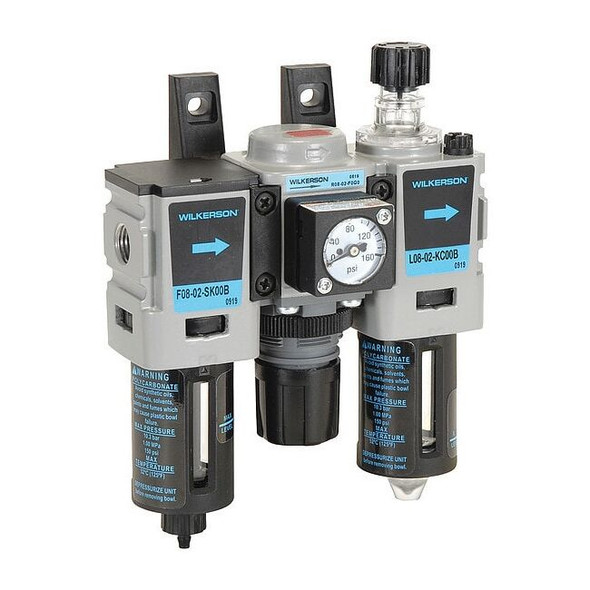 Wilkerson Filter/Regulator Lubricator, 3 pcs C08-02-FKG0B