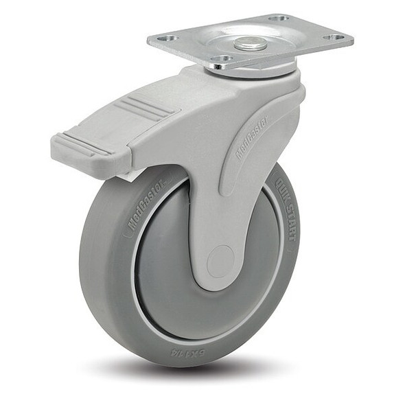 Medcaster Plate Caster,Swivel,4" Wheel Dia. NG04QDP125TLTP01