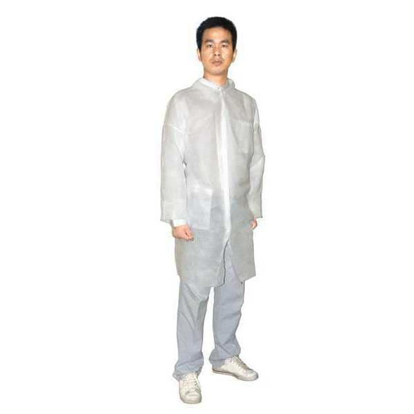 Condor Condor Disposable Lab Coat, Polypropylene, Snaps Closure, White, XL, 25 PK 26W797