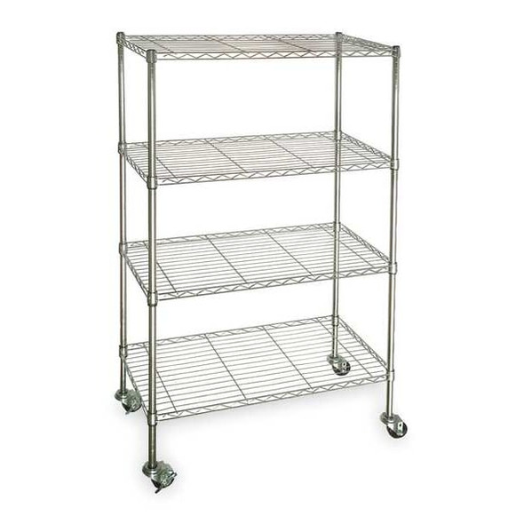 Manufacturer Varies Wire Cart, 4 Shelf,Chrome,36x24x67 In. 3TPV6
